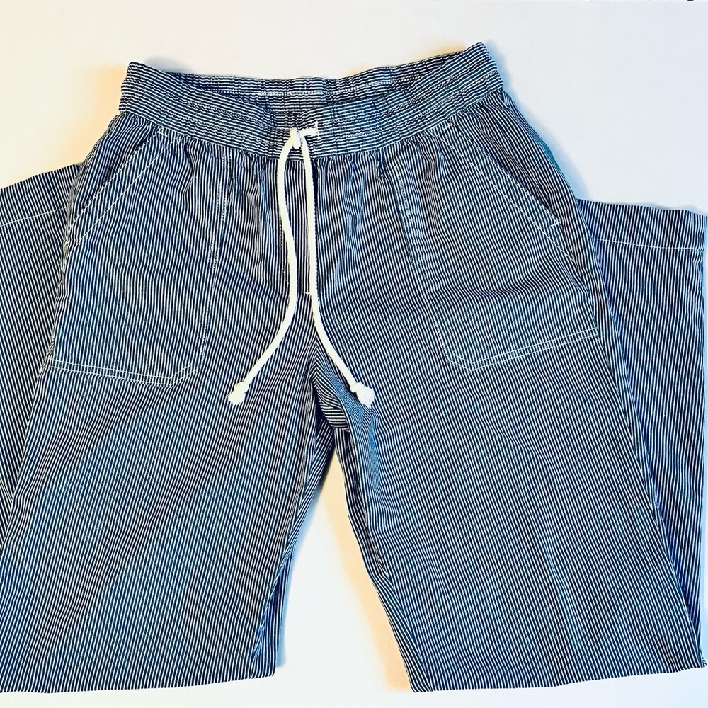 Talbots Straight Leg Drawstring Pant - Railroad Stripe